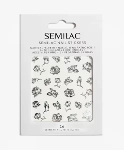 14 SEMILAC NAIL STICKERS SILVER FLOWERS