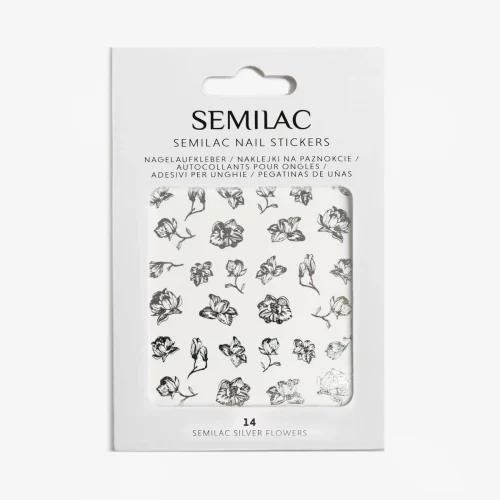 14 SEMILAC NAIL STICKERS SILVER FLOWERS